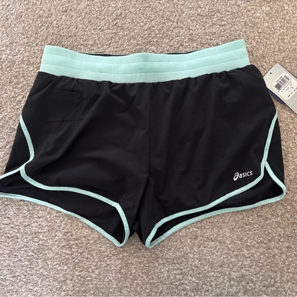 Asics Women's Black and Mint Shorts NWT